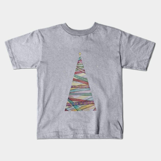 Watercolor Washi Tape Christmas Tree Kids T-Shirt by Jessfm